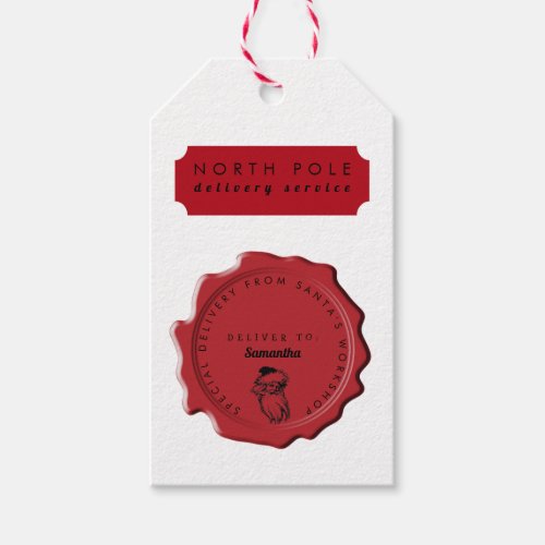 Santas Workshop Custom Name Christmas Stamp Gift Tags