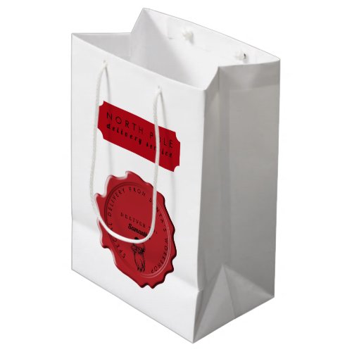 Santas Workshop Custom Name Christmas Stamp  Medium Gift Bag
