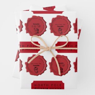 Santa's Workshop Custom Name Christmas Stamp Wrapping Paper Sheets