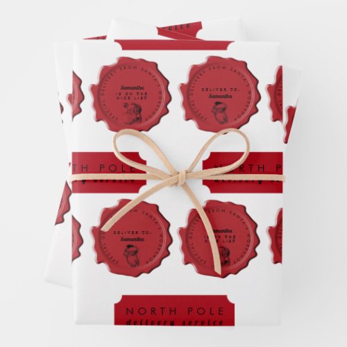 Santas Workshop Custom Name Christmas Stamp Wrapping Paper Sheets