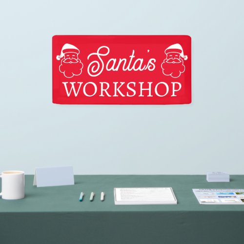 Santas Workshop custom red banner