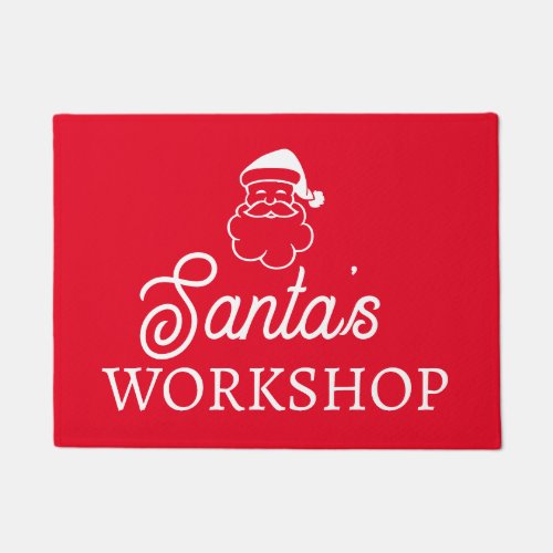 Santas Workshop custom red door mat