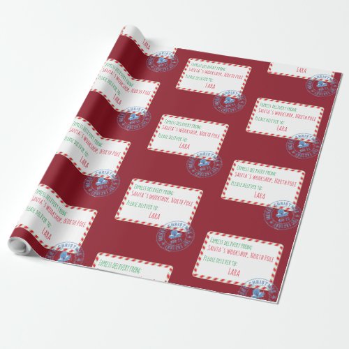 Santas Workshop Delivery Personalized Wrapping Paper