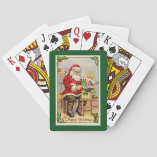 Santa's Workshop Green Poker Cards