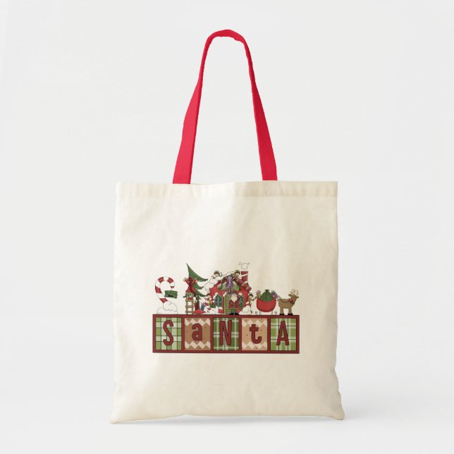 Santa's Workshop Holiday Gift Tote Bag (Front)