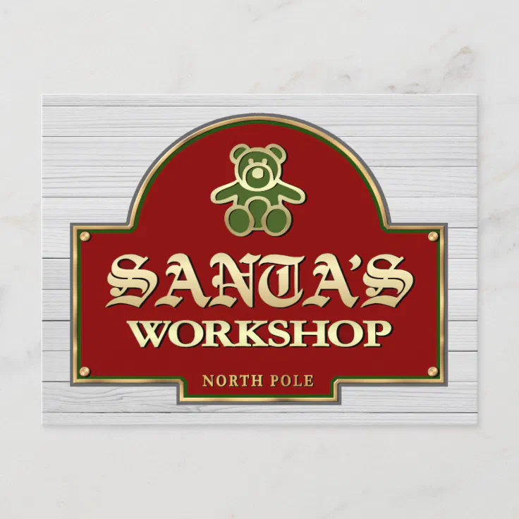 Santas Workshop Invitation Postcard Zazzle