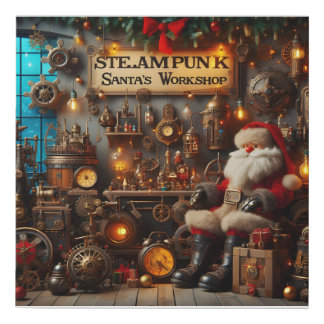 Santa's Workshop Magic: Faux Wrapped Canvas Print