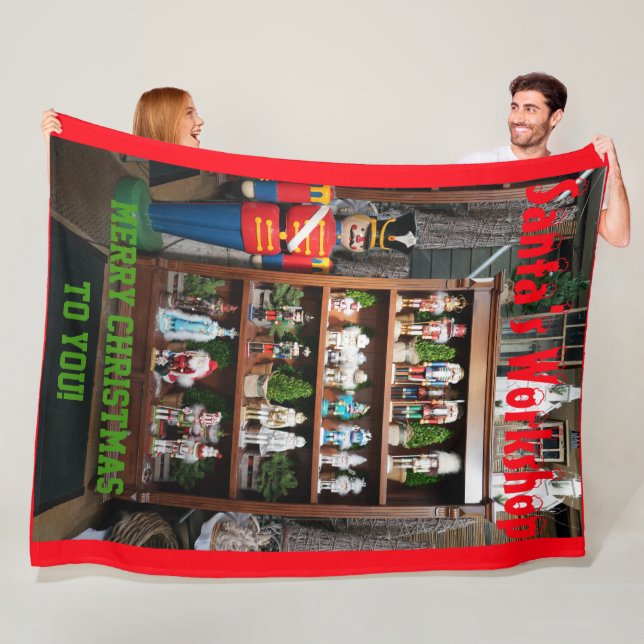 Santa's Workshop Nutcrackers Fleece Blanket (In Situ)