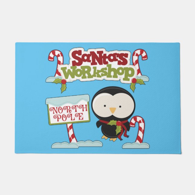Santa's Workshop Penguin Doormat (Front)