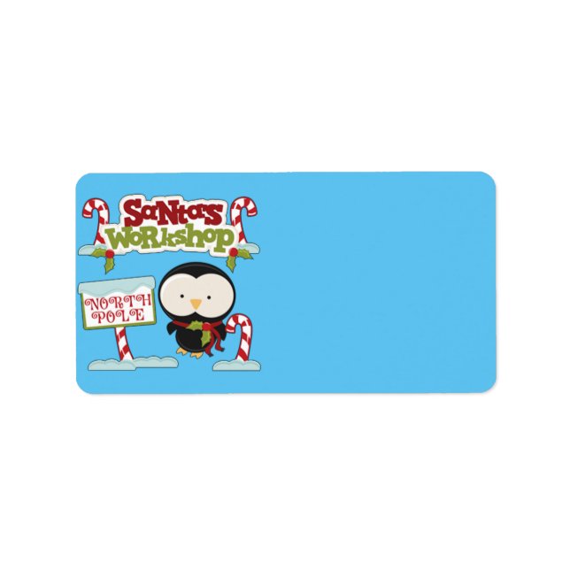 Santa's Workshop Penguin Label (Front)