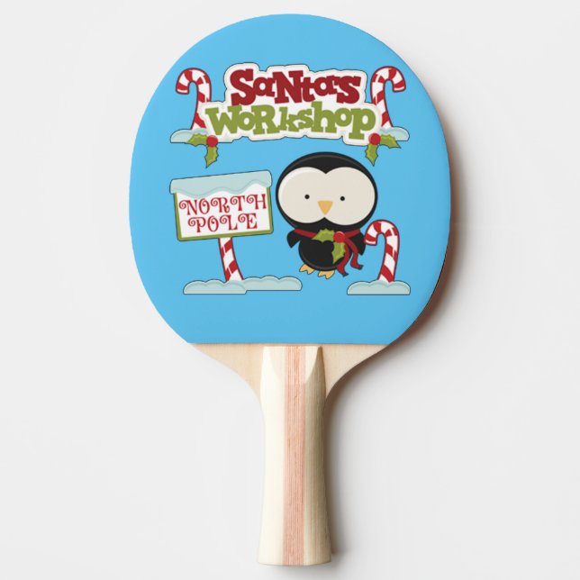 Santa's Workshop Penguin Ping-Pong Paddle (Front)