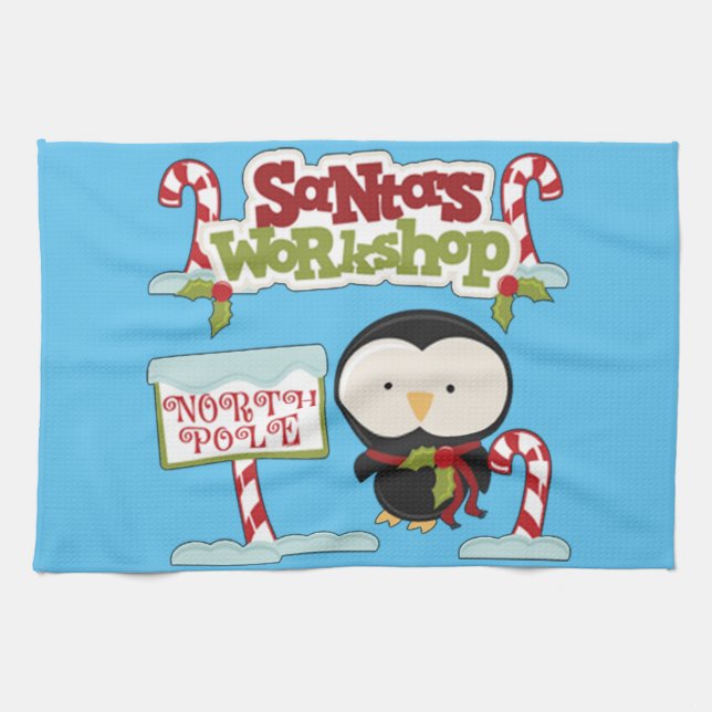 Santa's Workshop Penguin Towel (Horizontal)