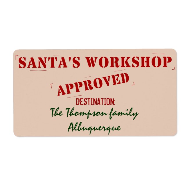 Santa's Workshop Personalized Labels (Front)