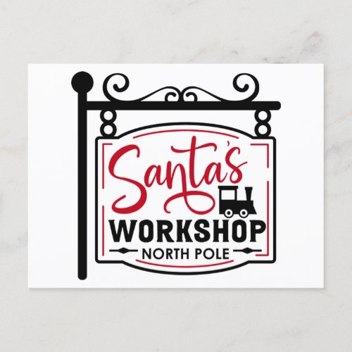 Santas Workshop Sign Holiday Postcard