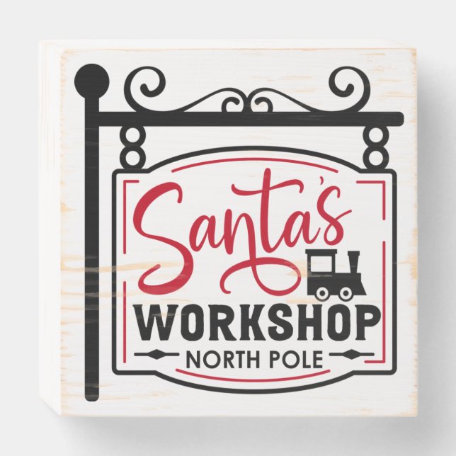 Santa's Workshop Sign Wooden Box Sign (Front Horizontal)