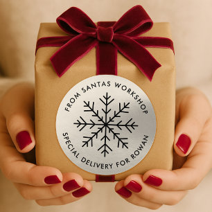 Santas Workshop Sticker   Christmas Delivery Label
