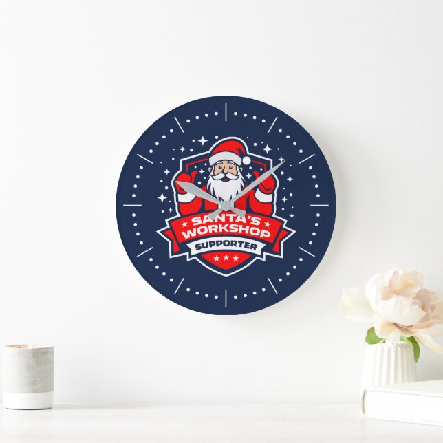 Santa's Workshop Supporter - North Pole Christmas Large Clock (Home)
