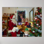 Santa&#39;s Workshop With Vintage Dolls And Toys Poster at Zazzle