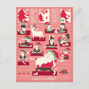 Santa's Yoga Workshop Christmas Postcard