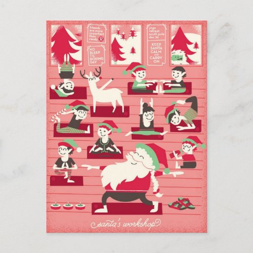 Santas Yoga Workshop Christmas Postcard