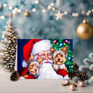 Santa's Yorkies at Christmas Holiday Card