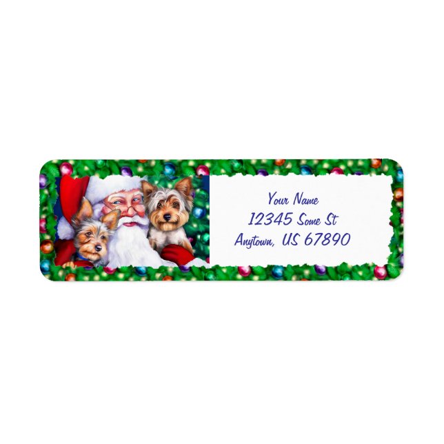 Santa's Yorkies at Christmas Labels (Front)