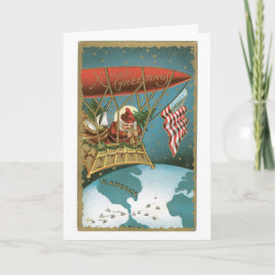 Santa's Zeppelin - American Patriotism Holiday Card