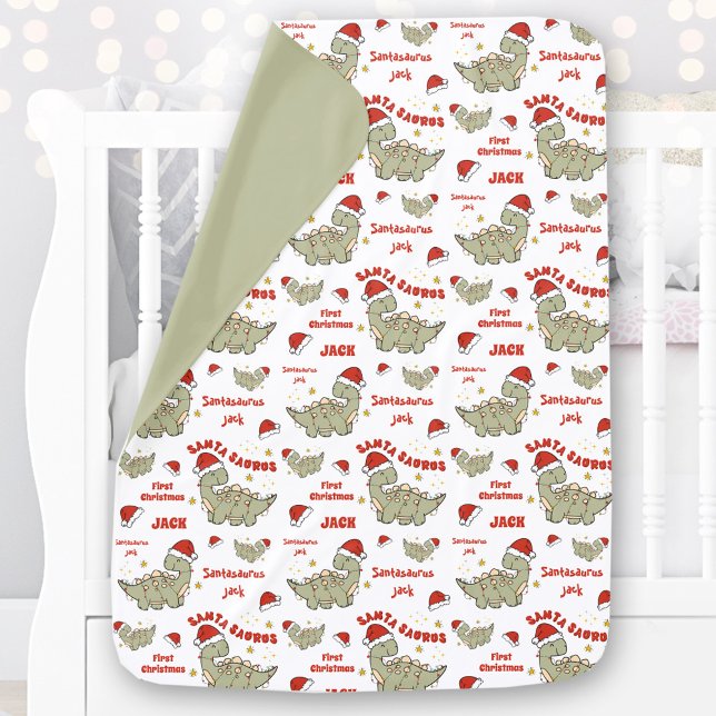 Santasaurus Christmas Dinosaur Text Name Baby Boy Blanket (Santasaurus Christmas Dinosaur Text Name Baby Boy Baby Blanket)