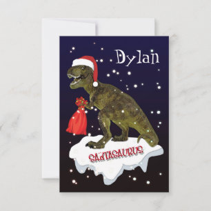 'Santasaurus' Dinosaur Personalized Christmas Card