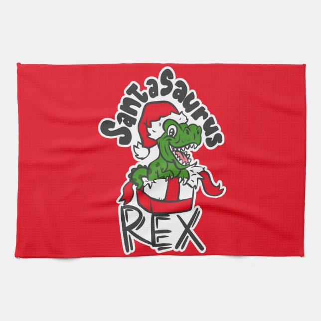 Santasaurus Rex Kitchen Towel (Horizontal)