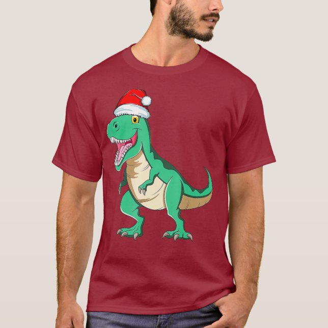 Santasaurus Rex TRex Christmas Pajamas Dinosaur T-Shirt (Front)