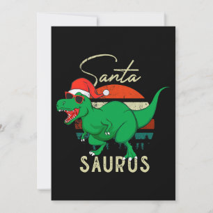 Santasaurus Trex Dino Christmas Dinosaur Vintage C Invitation