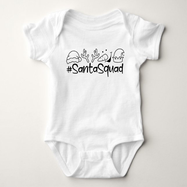 SantaSquad Christmas Baby Baby Bodysuit (Front)