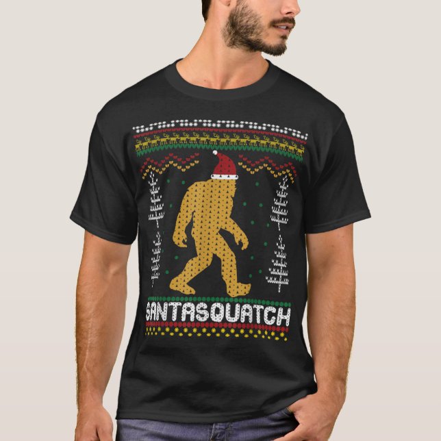 Santasquatch Bigfoot Sasquatch Ugly Christmas Swea T-Shirt (Front)