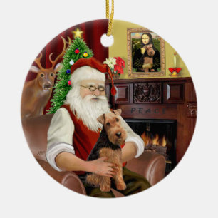 Santas's Welsh Terrier Ceramic Ornament