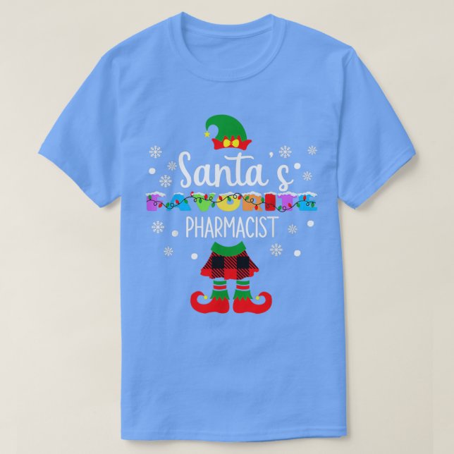 Santax27s Fav Pharmacist Funny Christmas Elf T-Shirt (Design Front)
