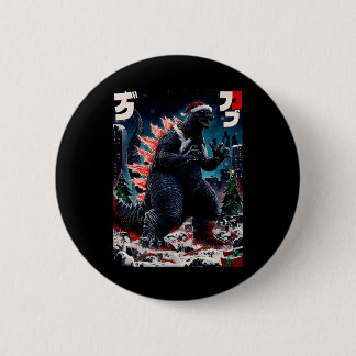 Santazilla Japanese Monster Kaiju Dinosaur Christm Button