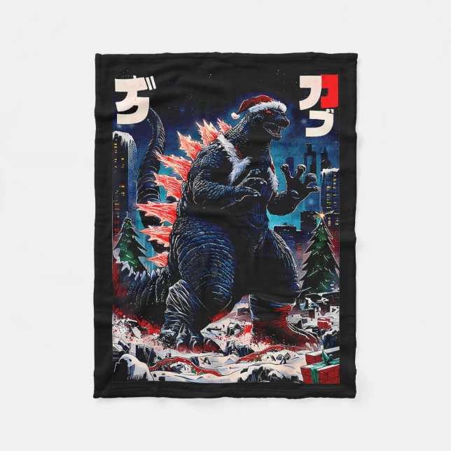 Santazilla Japanese Monster Kaiju Dinosaur Christm Fleece Blanket (Front)