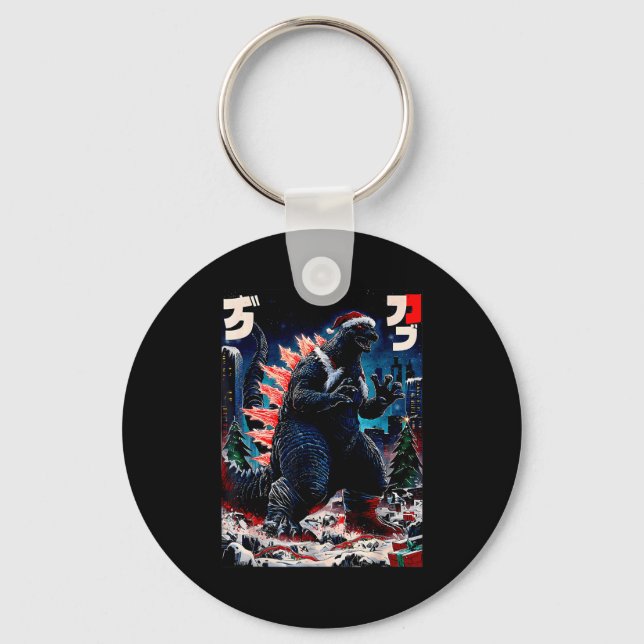 Santazilla Japanese Monster Kaiju Dinosaur Christm Keychain (Front)