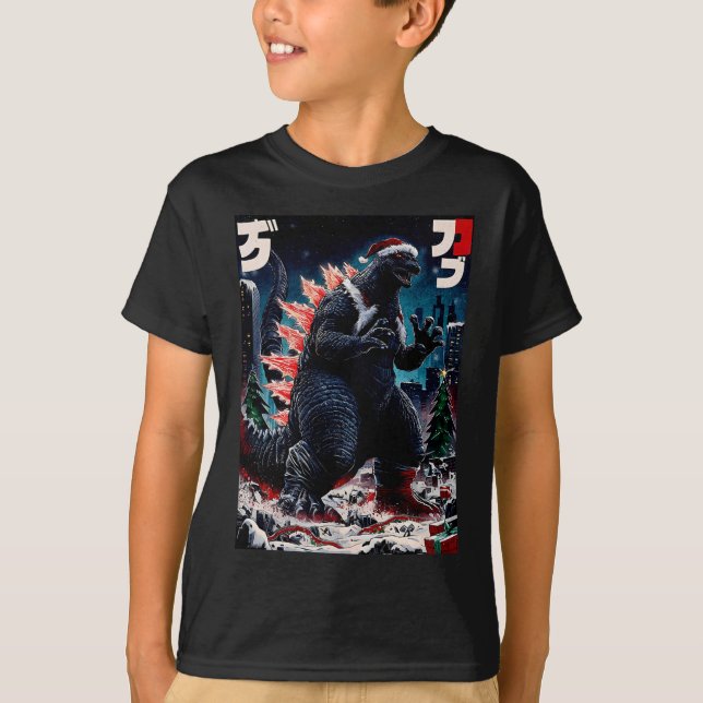 Santazilla Japanese Monster Kaiju Dinosaur Christm T-Shirt (Front)