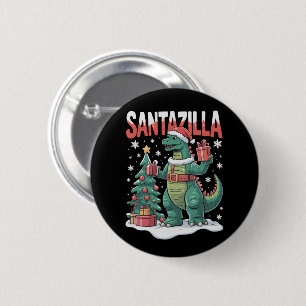 Santazilla Japanese Monster Kaiju Xmas Dinosaur Button