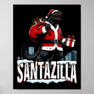 Santazilla Kaiju Santa Christmas Japanese Monster Poster