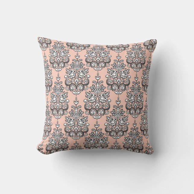 Santha damask ikat throw pillow (Front)