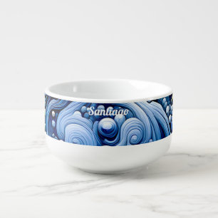 ~ SANTIAGO ~ 3D Blue Aqua Pink and Indigo WOW!  Soup Mug