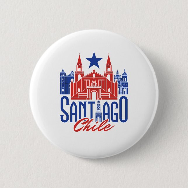 Santiago Chile Chilean Souvenir Travel Vacation Button (Front)