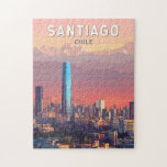 Santiago Chile Illustration Travel Art Vintage Jigsaw Puzzle<br><div class="desc">Santiago retro vector travel design. Santiago,  the vibrant capital of Chile,  sits between the Andes Mountains and the Pacific coast,  offering a unique blend of cosmopolitan energy and natural beauty.</div>