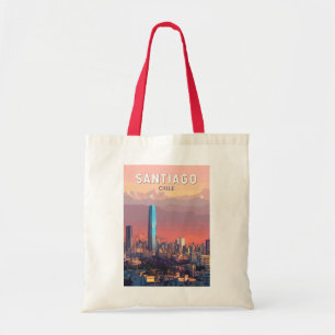 Santiago Chile Illustration Travel Art Vintage Tote Bag