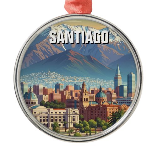 Santiago Chile Travel Metal Ornament