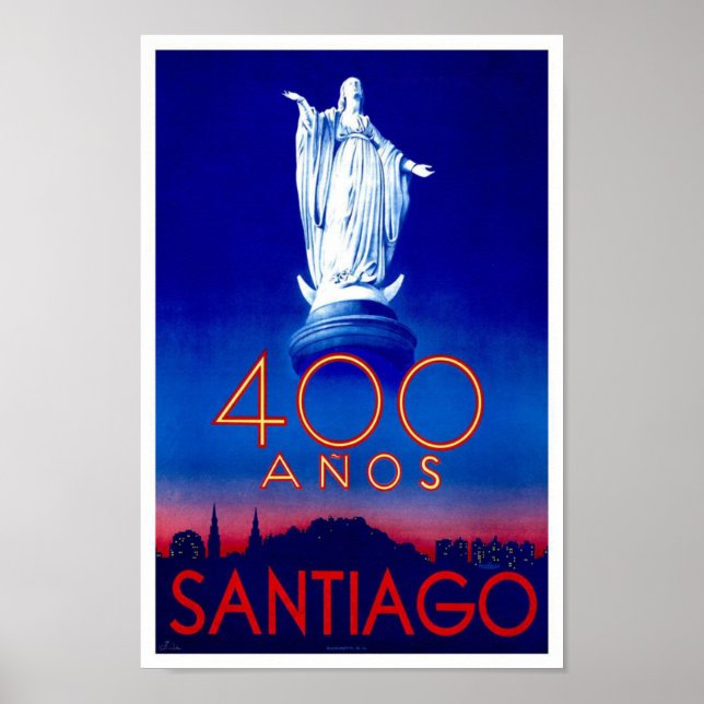 Santiago Chile Vintage Travel Poster (Front)