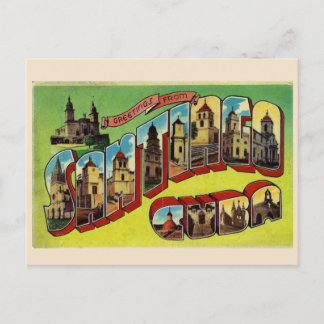 Santiago Cuba Big Letter Postcard vintage style